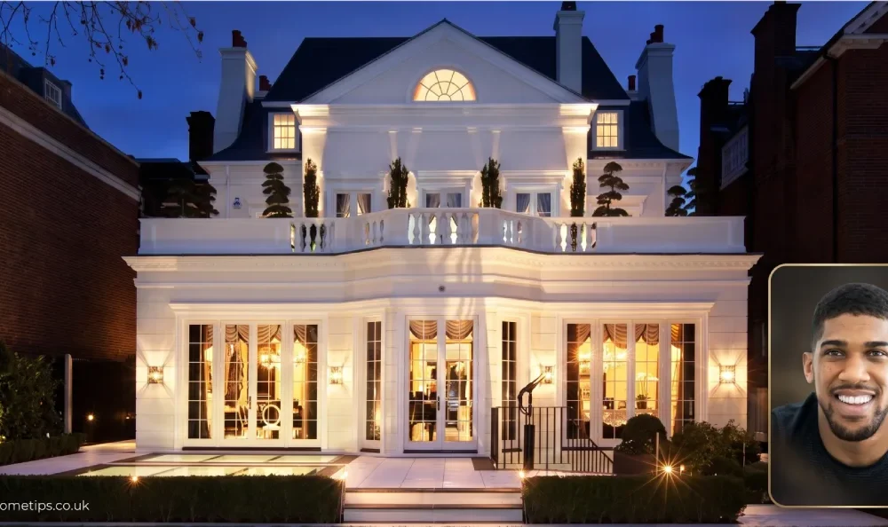Luxury exterior view of the Anthony Joshua House showcasing modern architecture, elegant landscaping, and premium mansion design.