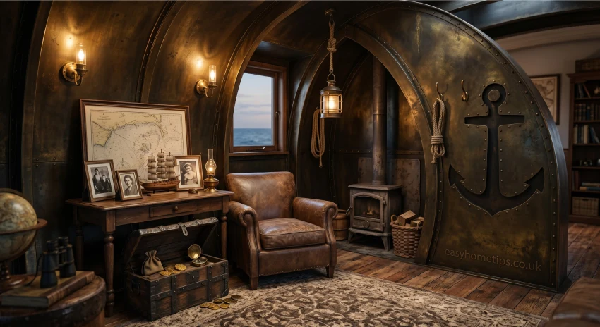 Inside Mr Krabs house featuring nautical interiors and hidden money storage details