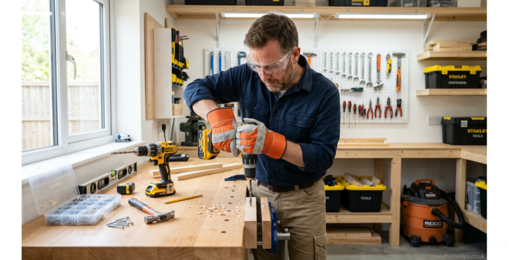 Home repair safety gear gloves and goggles