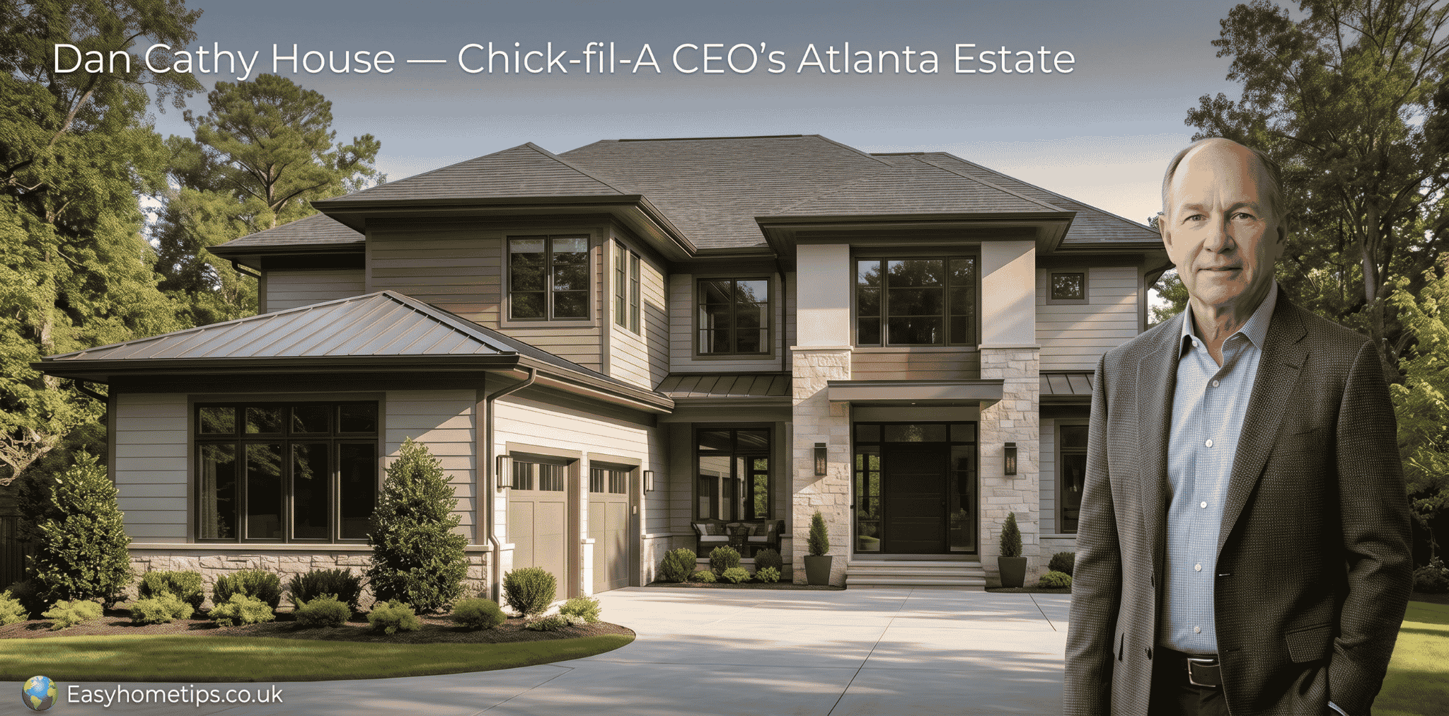 Dan Cathy House Exposed: 7 Luxury Amenities Hidden Inside the Chick-fil-A CEO’s Mansion A stunning modern luxury house exterior with sleek architecture, inspired by the design of Dan Cathy’s house, showcasing elegance and style.