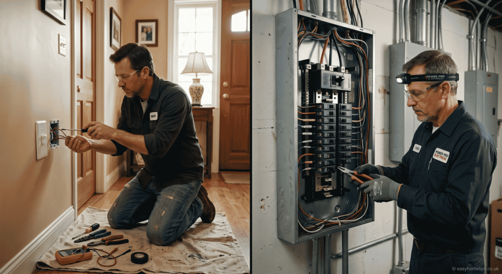 DIY vs electrician comparison electrical work