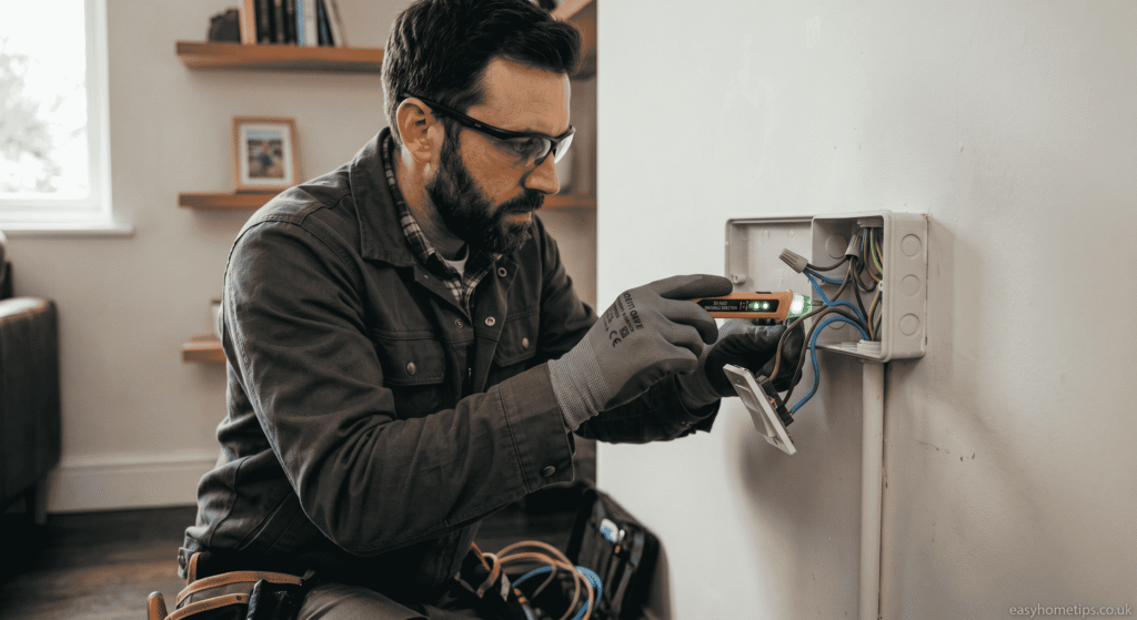 using voltage tester before electrical repair