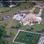 Dak Prescott house in Prosper Texas — aerial view of the demolished mansion and new construction site in 2026
