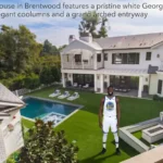 Modern exterior view of the Draymond Green House featuring luxury architecture, large glass windows, and elegant landscaping.
