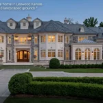 Exterior view of the Travis Kelce home in Leawood Kansas showing the luxury property and landscaped grounds