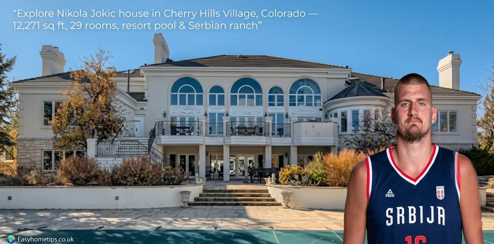 Nikola Jokic house exterior view in Cherry Hills Village, Colorado — a 12,271 sq ft luxury mansion