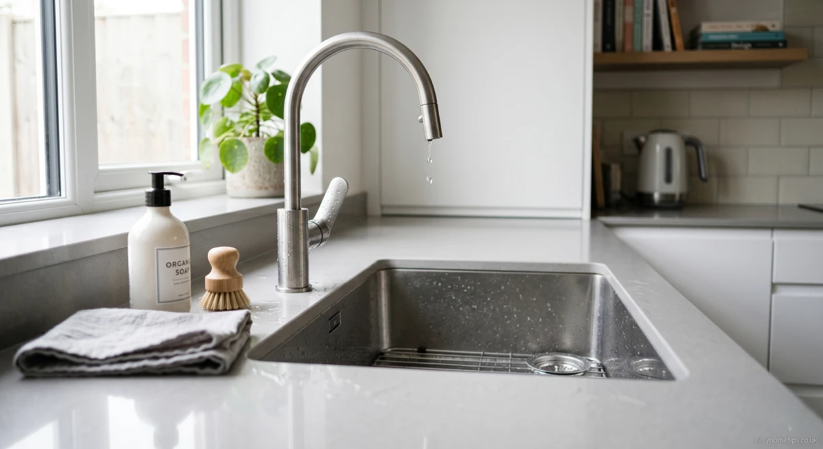 How to install kitchen sink drain in a modern stainless steel kitchen.