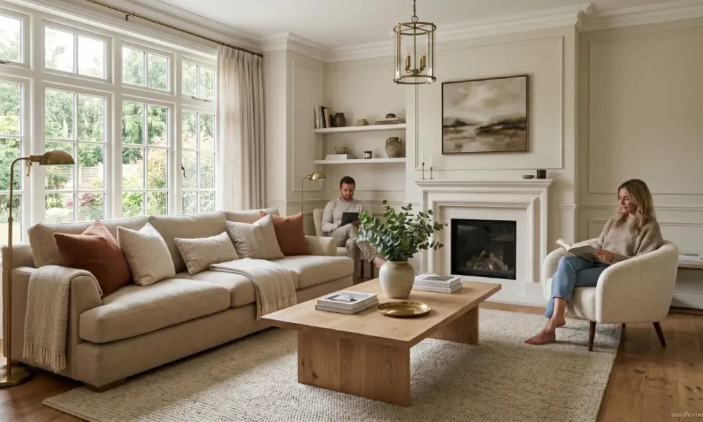 Transitional home decor living room with neutral tones