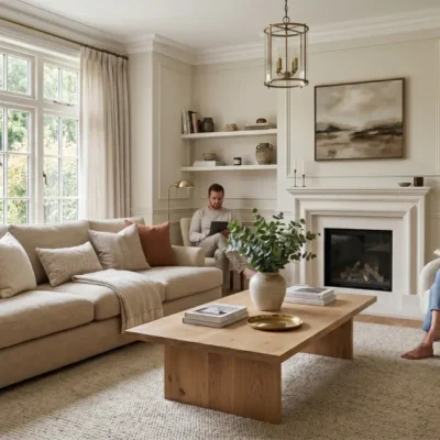 Transitional home decor living room with neutral tones