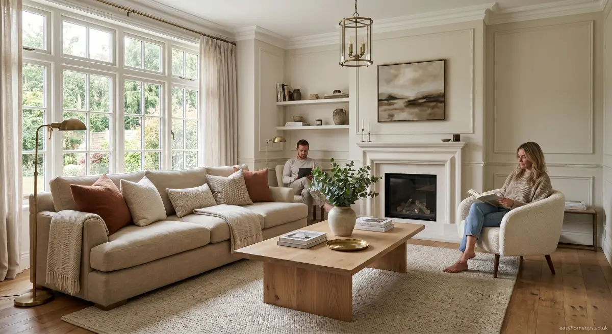 Transitional home decor living room with neutral tones