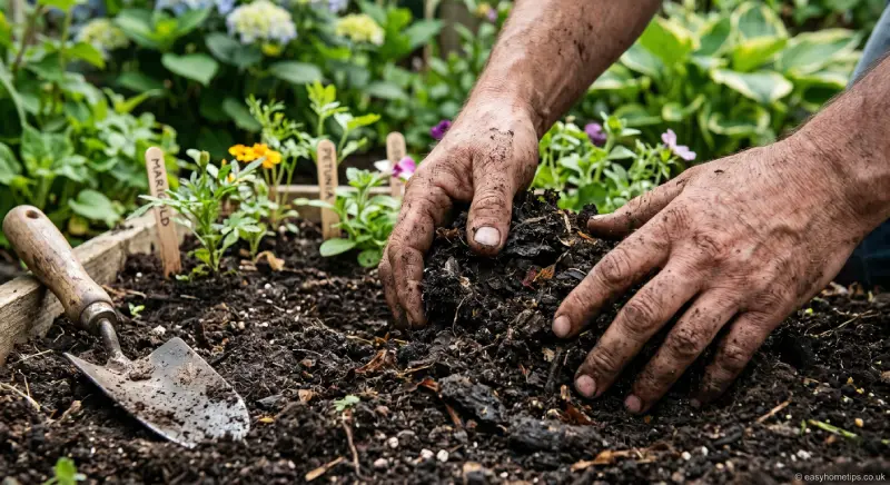 Preparing nutrient-rich soil for creating a healthy flower garden