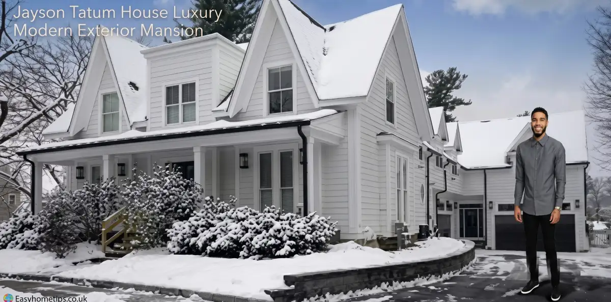 Jayson Tatum House showcasing a modern luxury exterior with sleek architecture, glass walls, and a spacious driveway