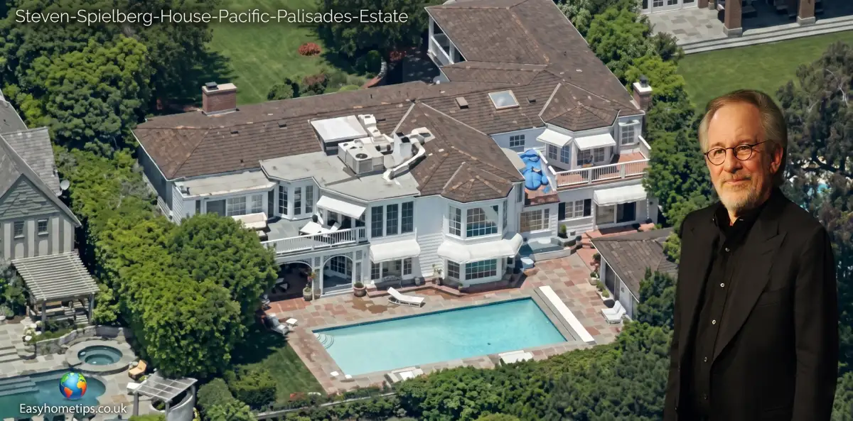 Steven Spielberg house exterior view of the Pacific Palisades estate in Los Angeles California