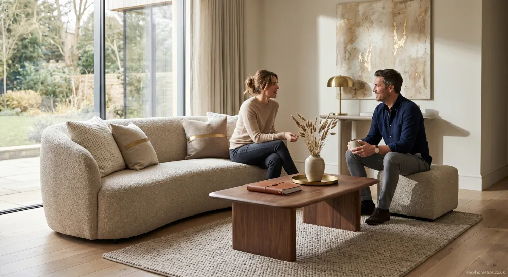 Transitional furniture design with modern and traditional home decor elements