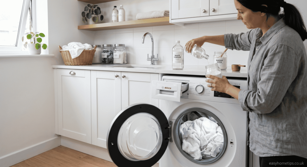 natural laundry booster baking soda vinegar white clothes