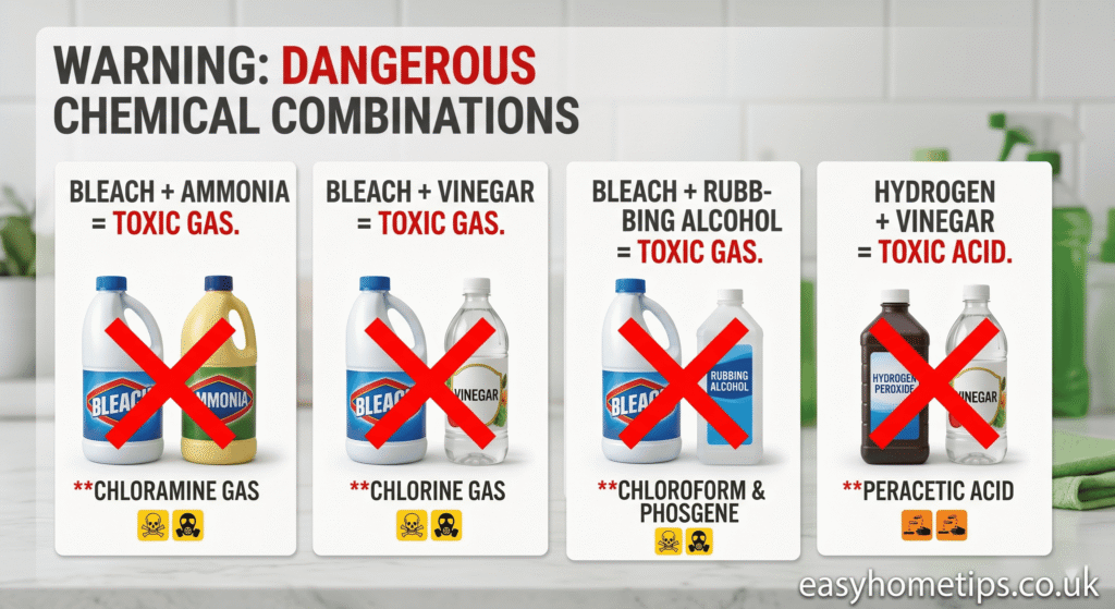 dangerous cleaning combinations warning vinegar bleach