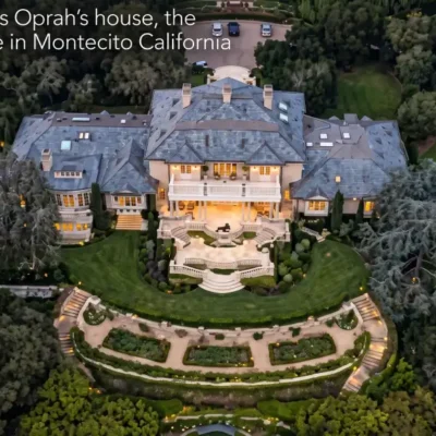 Aerial view of where is Oprah's house, the Promised Land estate in Montecito California