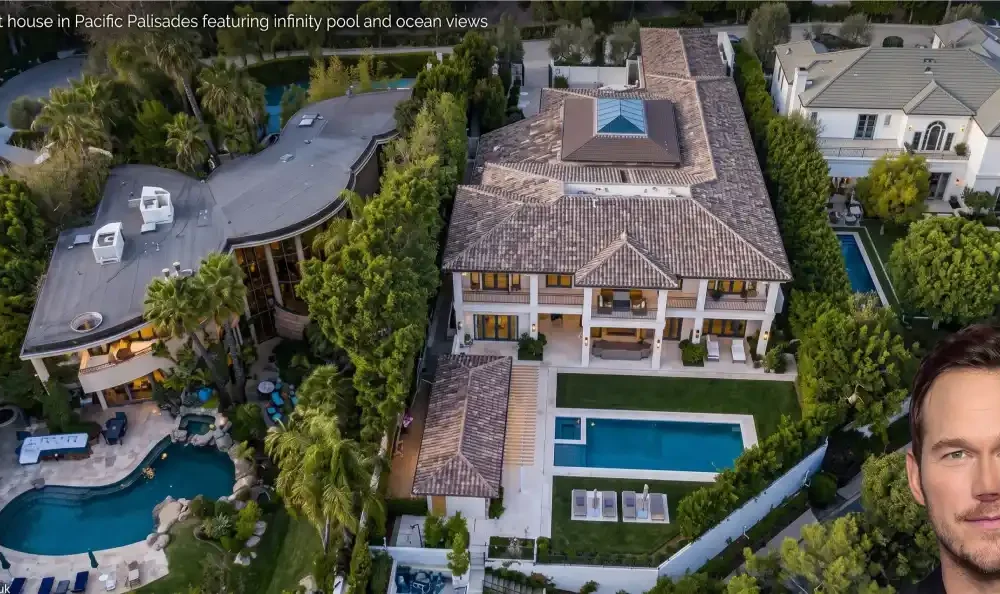 Chris Pratt house in Pacific Palisades featuring infinity pool and ocean views