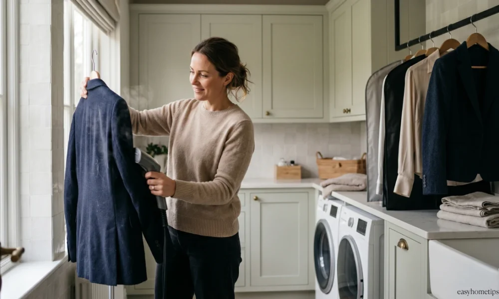 How to do dry cleaning at home safely using a garment steamer and home fabric care methods