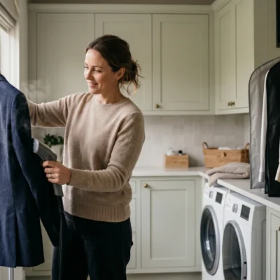 How to do dry cleaning at home safely using a garment steamer and home fabric care methods