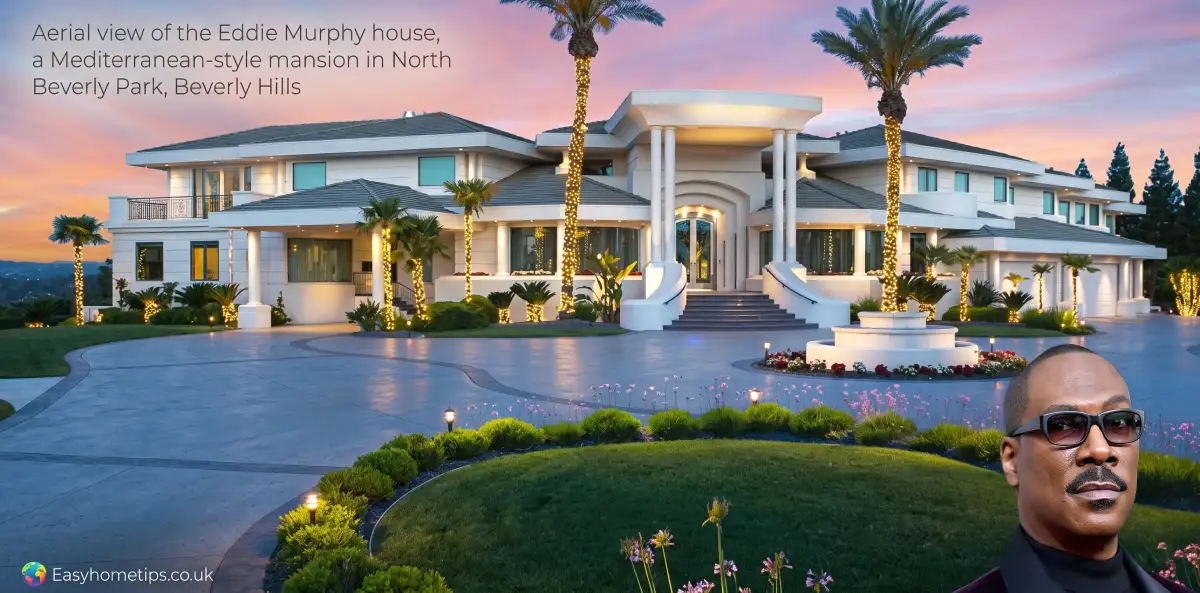 Aerial view of the Eddie Murphy house, a Mediterranean-style mansion in North Beverly Park, Beverly Hills