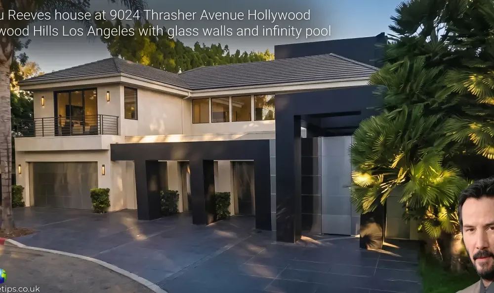 Keanu Reeves house at 9024 Thrasher Avenue Hollywood Hills Los Angeles with glass walls and infinity pool