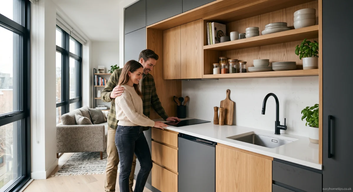 Compact kitchen with all-in-one kitchenette and modern small kitchen design ideas for maximizing tiny spaces